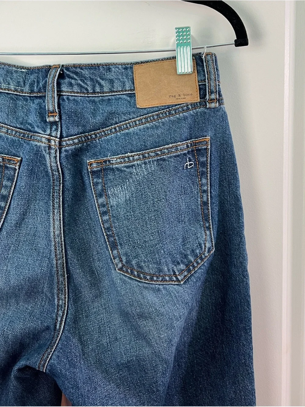 Rag & Bone Alex High Rise Straight Jean Ash Blue Size 24